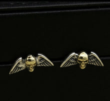 Load image into Gallery viewer, One Pair  925 Sterling Silver Skull Wings  Earrings