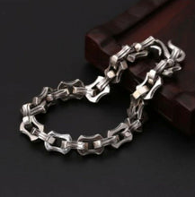 Load image into Gallery viewer, Mens 925 Hallmarked  Sterling Silver Gothic Biker Link Chain Bracelet