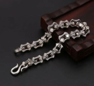 Mens 925 Hallmarked  Sterling Silver Gothic Biker Link Chain Bracelet