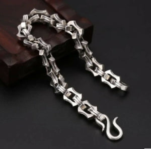 Mens 925 Hallmarked  Sterling Silver Gothic Biker Link Chain Bracelet