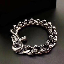 Load image into Gallery viewer, Mens Hallmarked Sterling Silver Biker Heavy Skull Heap Bracelet