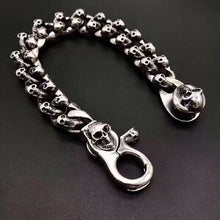 Load image into Gallery viewer, Mens Hallmarked Sterling Silver Biker Heavy Skull Heap Bracelet