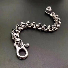 Load image into Gallery viewer, Mens Hallmarked Sterling Silver Biker Heavy Skull Heap Bracelet