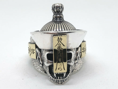 Resizable 925 Hallmarked Sterling Silver Skull Zombie Ring