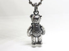 Load image into Gallery viewer, Hallmarked 925 Sterling Silver Jointed Fur Detailed Teddy Bear Necklace &amp; 65 cm Sterling Silver Chain