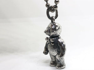 Hallmarked 925 Sterling Silver Jointed Fur Detailed Teddy Bear Necklace & 65 cm Sterling Silver Chain