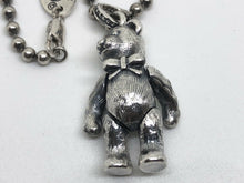 Load image into Gallery viewer, Hallmarked 925 Sterling Silver Jointed Fur Detailed Teddy Bear Necklace &amp; 65 cm Sterling Silver Chain