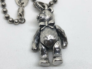 Hallmarked 925 Sterling Silver Jointed Fur Detailed Teddy Bear Necklace & 65 cm Sterling Silver Chain