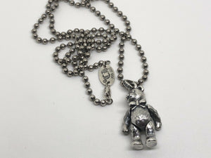 Hallmarked 925 Sterling Silver Jointed Fur Detailed Teddy Bear Necklace & 65 cm Sterling Silver Chain