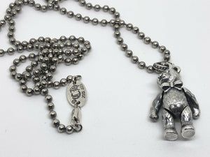 Hallmarked 925 Sterling Silver Jointed Fur Detailed Teddy Bear Necklace & 65 cm Sterling Silver Chain