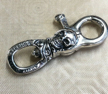 Load image into Gallery viewer, Solid 925 Hallmarked Sterling Silver Unique Skull  Biker Punk Keychain