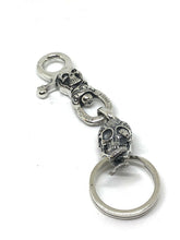 Load image into Gallery viewer, Solid 925 Silver Hallmarked  Skull Keyring Chain