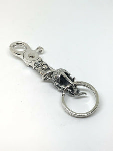 Solid 925 Silver Hallmarked  Skull Keyring Chain