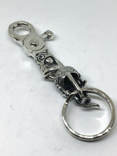 Load image into Gallery viewer, Solid 925 Silver Hallmarked  Skull Keyring Chain