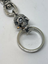 Load image into Gallery viewer, Solid 925 Silver Hallmarked  Skull Keyring Chain