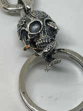 Load image into Gallery viewer, Solid 925 Silver Hallmarked  Skull Keyring Chain