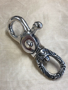 Solid 925 Hallmarked Sterling Silver Unique Skull  Biker Punk Keychain