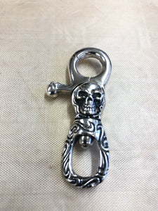 Solid 925 Hallmarked Sterling Silver Unique Skull  Biker Punk Keychain