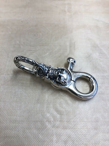 Solid 925 Hallmarked Sterling Silver Unique Skull  Biker Punk Keychain