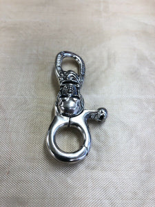 Solid 925 Hallmarked Sterling Silver Unique Skull  Biker Punk Keychain