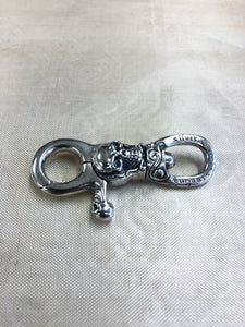 Solid 925 Hallmarked Sterling Silver Unique Skull  Biker Punk Keychain