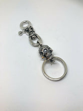 Load image into Gallery viewer, Solid 925 Silver Hallmarked  Skull Keyring Chain