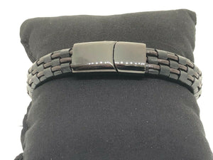 Mens or Ladies Chunky Thick Genuine Flat Leather Braided Wristband Bracelet Stainless Steel Clasp