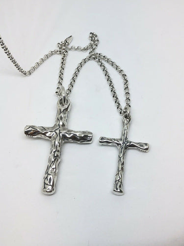 Hallmarked Large Or Small Sterling Silver Cross And Chain Set