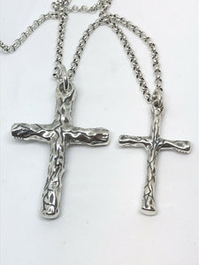 Hallmarked Large Or Small Sterling Silver Cross And Chain Set