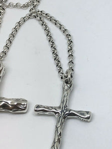 Hallmarked Large Or Small Sterling Silver Cross And Chain Set