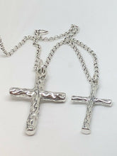 Load image into Gallery viewer, Hallmarked Large Or Small Sterling Silver Cross And Chain Set