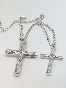 Hallmarked Large Or Small Sterling Silver Cross And Chain Set