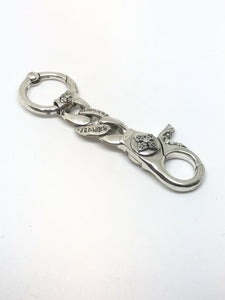 Solid 925 Sterling Silver Hallmarked KeyRing Biker Punk Gothic Keychain