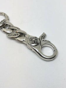 Solid 925 Sterling Silver Hallmarked KeyRing Biker Punk Gothic Keychain