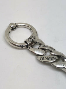 Solid 925 Sterling Silver Hallmarked KeyRing Biker Punk Gothic Keychain