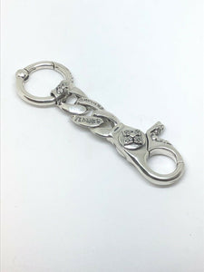 Solid 925 Sterling Silver Hallmarked KeyRing Biker Punk Gothic Keychain