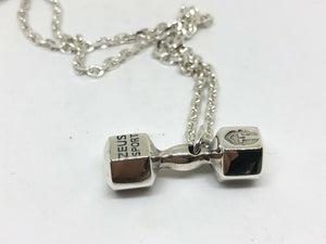 Hallmarked Dumbbell Barbell Weight Pendant & 50 cm Silver Chain