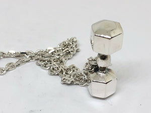 Hallmarked Dumbbell Barbell Weight Pendant & 50 cm Silver Chain