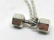 Load image into Gallery viewer, Hallmarked Dumbbell Barbell Weight Pendant &amp; 50 cm Silver Chain