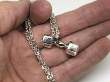 Load image into Gallery viewer, Hallmarked Dumbbell Barbell Weight Pendant &amp; 50 cm Silver Chain