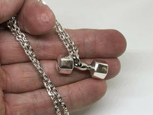 Load image into Gallery viewer, Hallmarked Dumbbell Barbell Weight Pendant &amp; 50 cm Silver Chain