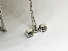 Load image into Gallery viewer, Hallmarked Dumbbell Barbell Weight Pendant &amp; 50 cm Silver Chain