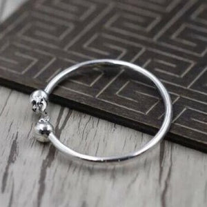 Mens or Womens Hallmarked 925 Sterling Silver Skull Bangle