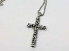 Load image into Gallery viewer, 925 Silver Vintage Hallmarked Embossed Cross Necklace Pendant