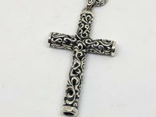 Load image into Gallery viewer, 925 Silver Vintage Hallmarked Embossed Cross Necklace Pendant