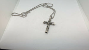 925 Silver Vintage Hallmarked Embossed Cross Necklace Pendant