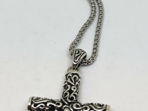 925 Silver Vintage Hallmarked Embossed Cross Necklace Pendant