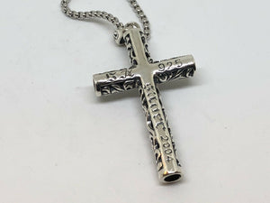 925 Silver Vintage Hallmarked Embossed Cross Necklace Pendant