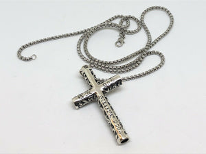 925 Silver Vintage Hallmarked Embossed Cross Necklace Pendant