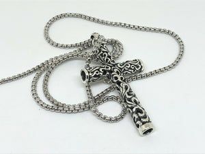 925 Silver Vintage Hallmarked Embossed Cross Necklace Pendant